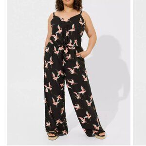 Torrid Crane Print Matching Set – Wide Leg Pants + Button Cami